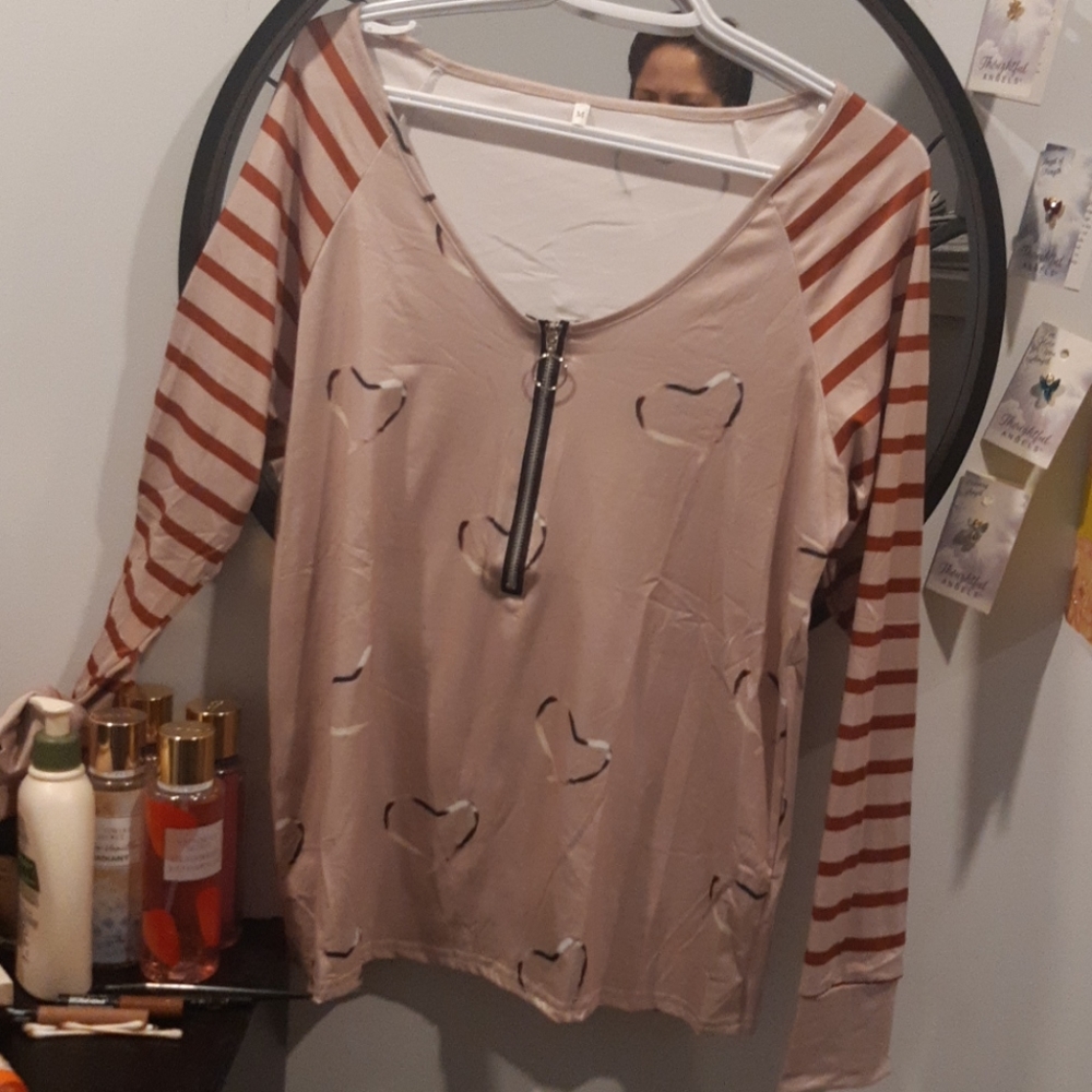 Shirt with hearts and strips